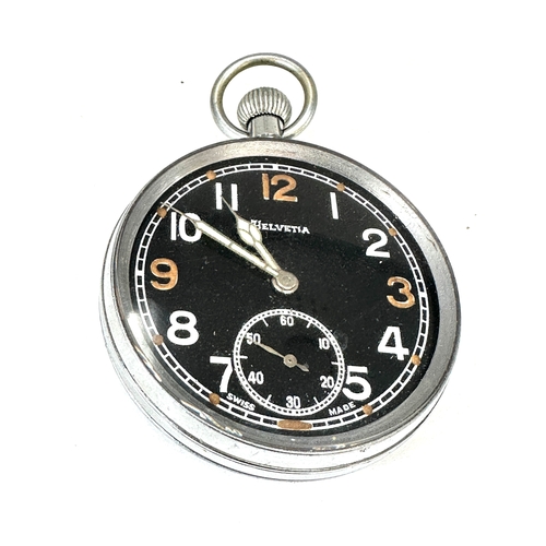 338 - ww2 military helvetia pocket watch in working order good condition