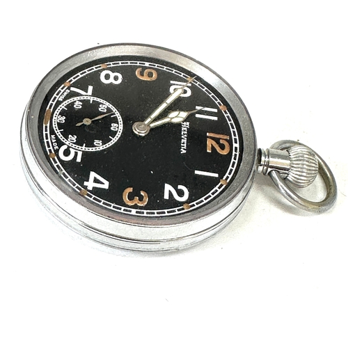 338 - ww2 military helvetia pocket watch in working order good condition