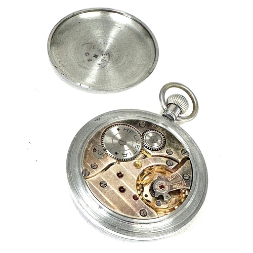 338 - ww2 military helvetia pocket watch in working order good condition