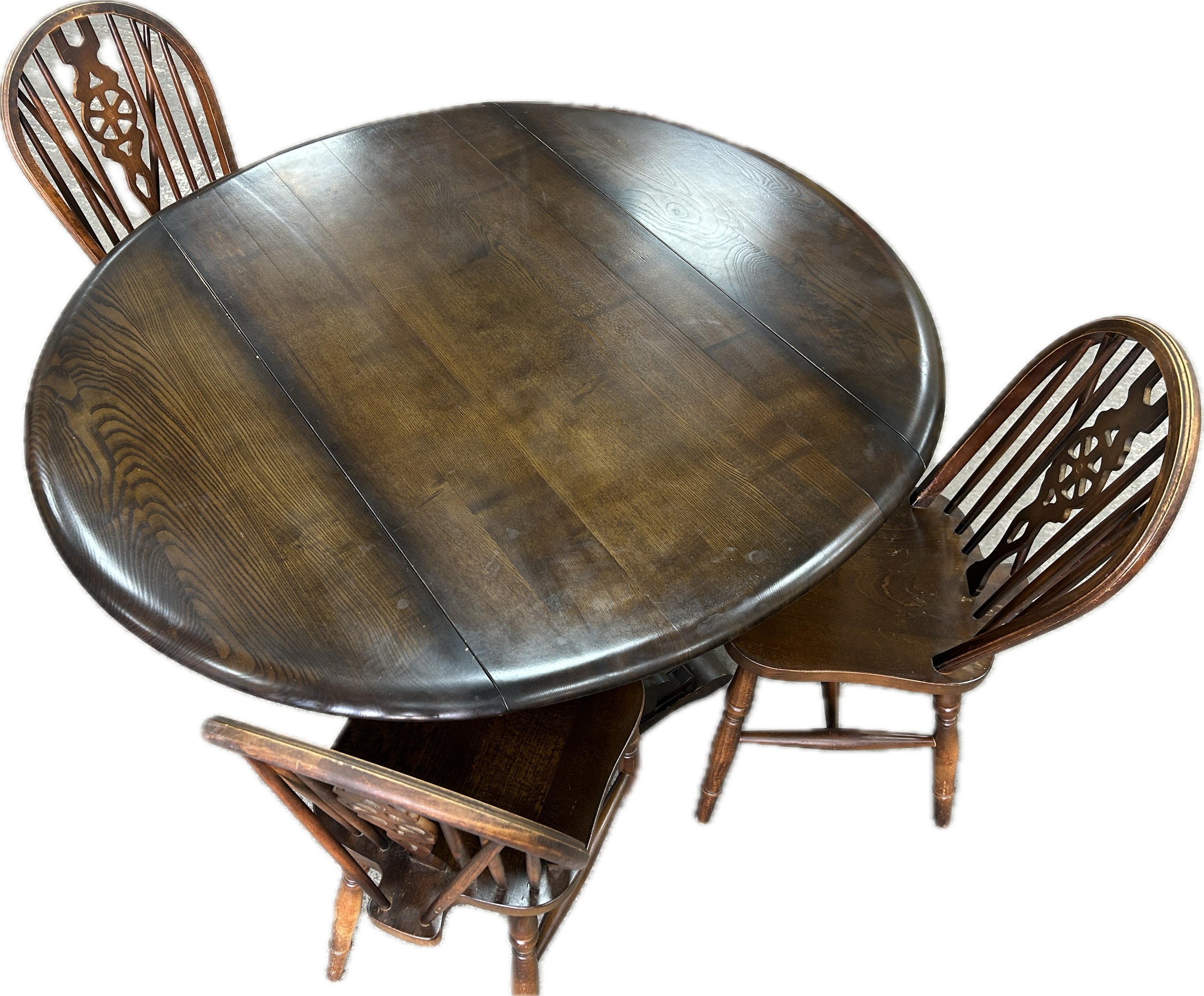 Oak drop leaf table, 4 chairs, table measures approximately Height 30 ...