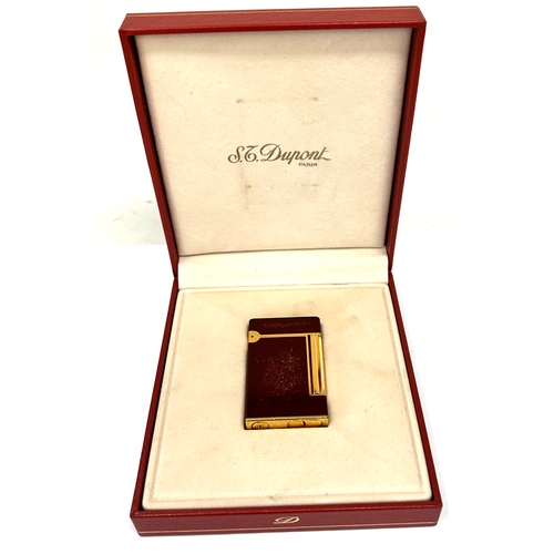 353 - Vintage boxed dupont cigarette lighter red enamel with gold dust detail  in good condition