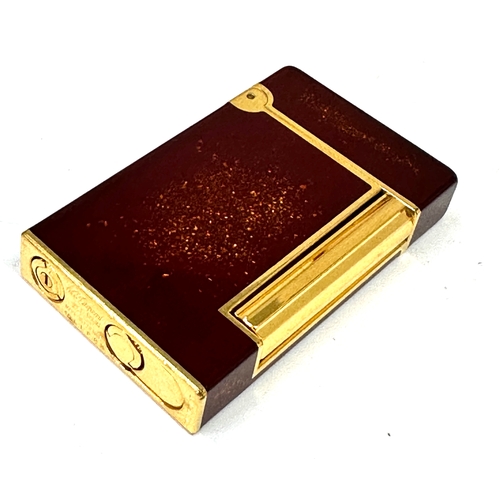 353 - Vintage boxed dupont cigarette lighter red enamel with gold dust detail  in good condition