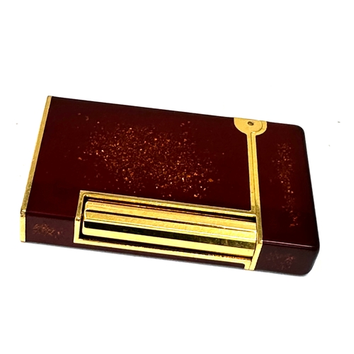 353 - Vintage boxed dupont cigarette lighter red enamel with gold dust detail  in good condition