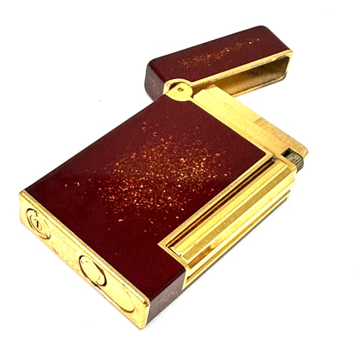 353 - Vintage boxed dupont cigarette lighter red enamel with gold dust detail  in good condition
