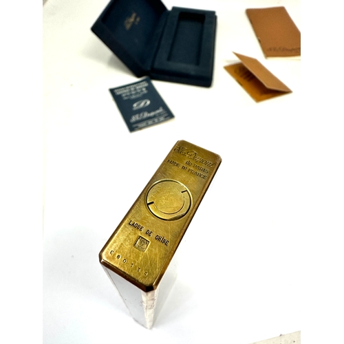 356 - Boxed Rare S.T. Dupont Table Lighter with Gold Trim. complete with booklets etc in great condition