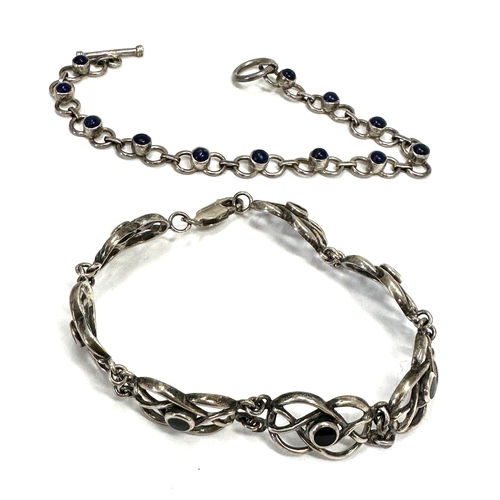 105 - 2 vintage silver stone set bracelets 30weight 24g