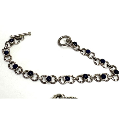 105 - 2 vintage silver stone set bracelets 30weight 24g