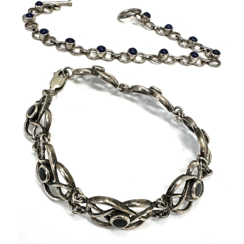 105 - 2 vintage silver stone set bracelets 30weight 24g