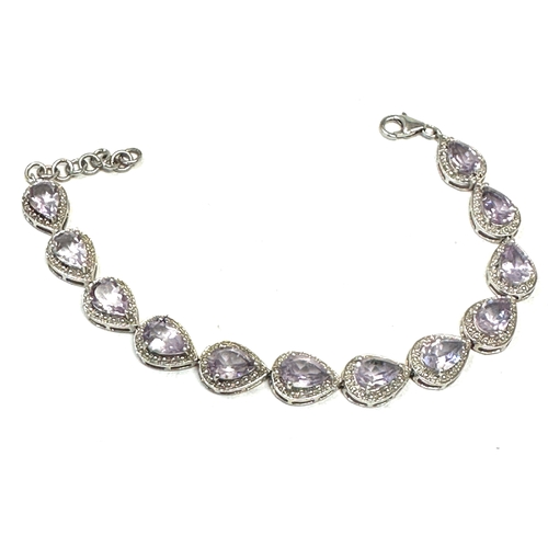 142 - Vintage silver gemstone set bracelet