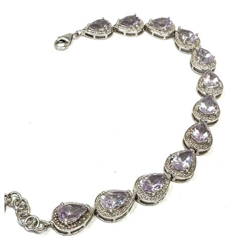 142 - Vintage silver gemstone set bracelet