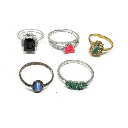 167 - 5 vintage silver gemstone rings