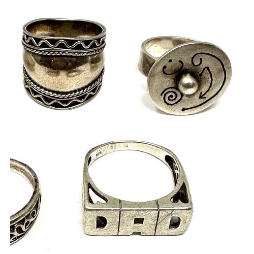 169 - 5 vintage chunky silver rings weight 26g
