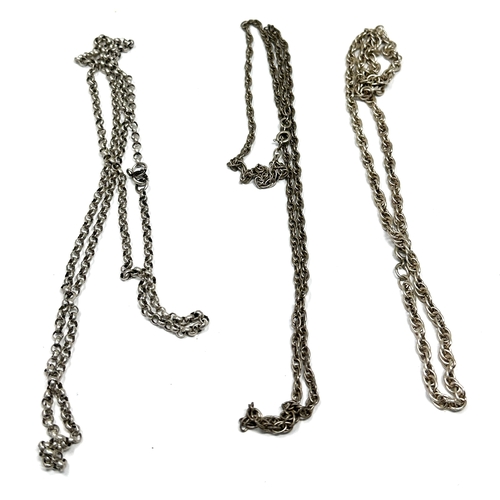 173 - 3 vintage silver necklace chains weight 41g