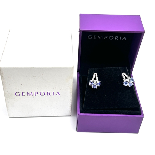 178 - Boxed gemporia silver diamond & tanzanite earrings
