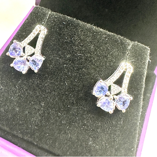 178 - Boxed gemporia silver diamond & tanzanite earrings