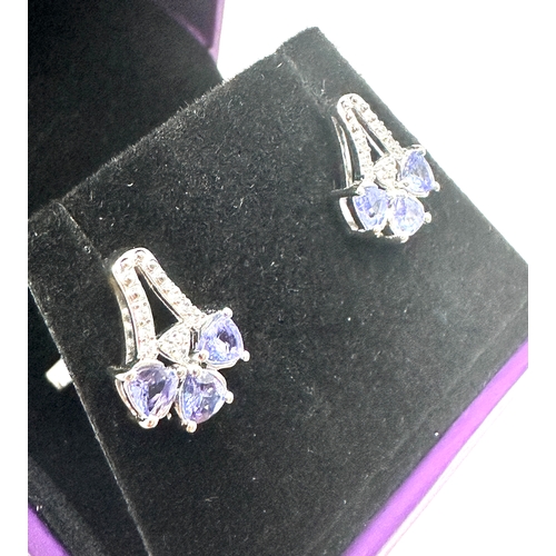 178 - Boxed gemporia silver diamond & tanzanite earrings