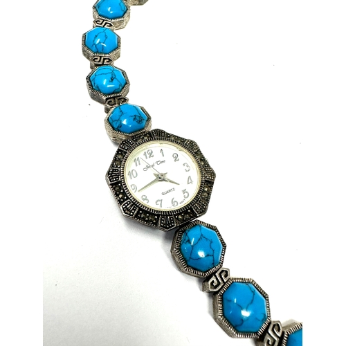 339 - Jewel time Ladies silver quartz wristwatch hallmarked bracelet will need new battery weight 38g