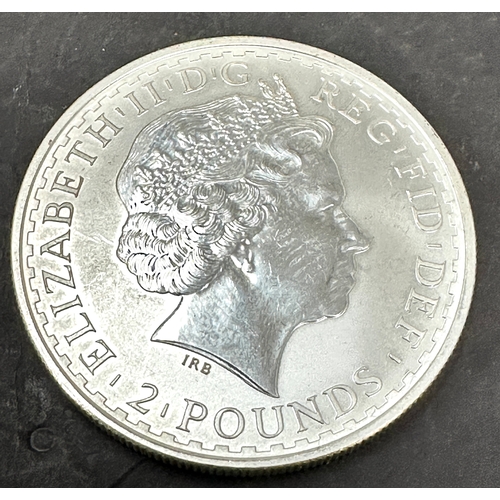 379 - 1998 silver Britannia one ounce fine silver 2 pound coin