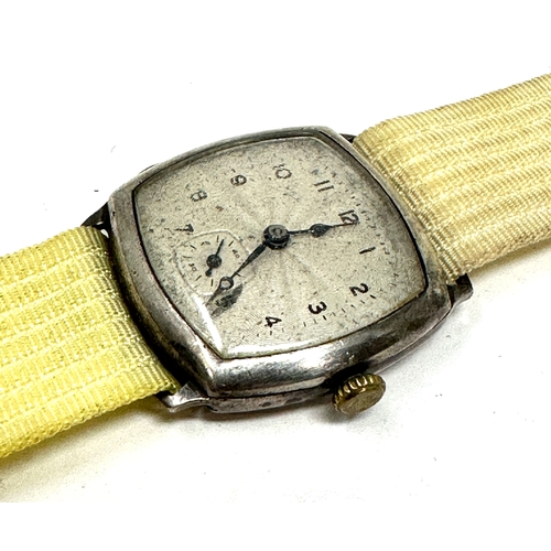 341 - Antique silver trench style wristwatch the watch is ticking