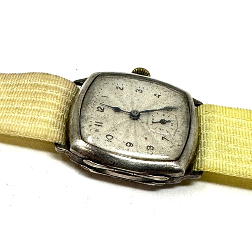 341 - Antique silver trench style wristwatch the watch is ticking