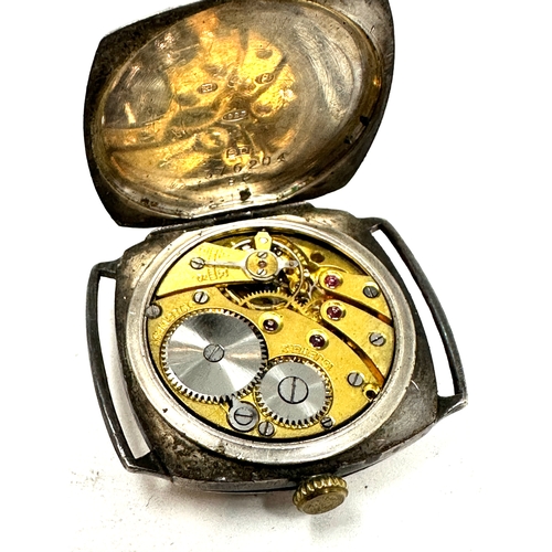341 - Antique silver trench style wristwatch the watch is ticking