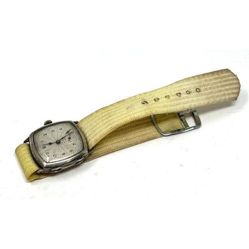 341 - Antique silver trench style wristwatch the watch is ticking