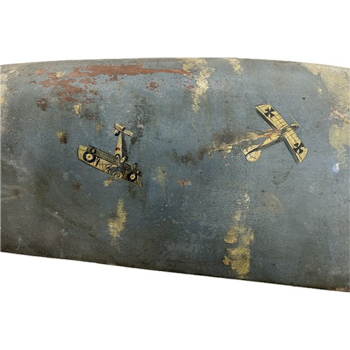90 - Vintage piece of art depicting a World War I dogfight air craft, painted on a wooden plane propeller... 