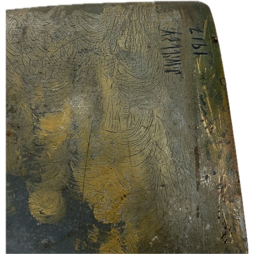 90 - Vintage piece of art depicting a World War I dogfight air craft, painted on a wooden plane propeller... 