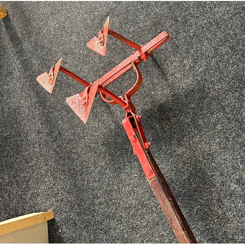 100H - Large pull along farm house plough measures approximately 74 inches long