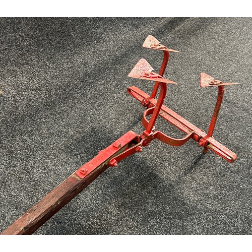 100H - Large pull along farm house plough measures approximately 74 inches long