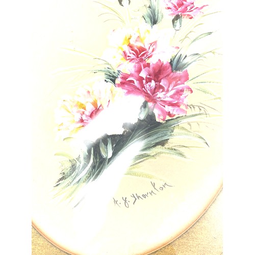 88 - Pair oval framed paintings signed, measures approximately 16 inches tall