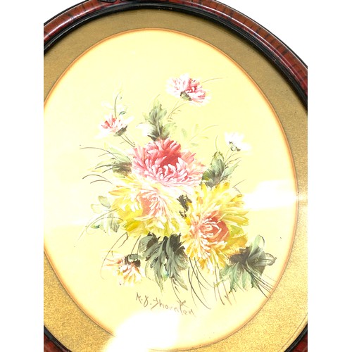 88 - Pair oval framed paintings signed, measures approximately 16 inches tall