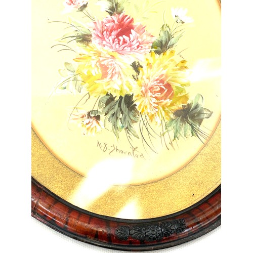 88 - Pair oval framed paintings signed, measures approximately 16 inches tall