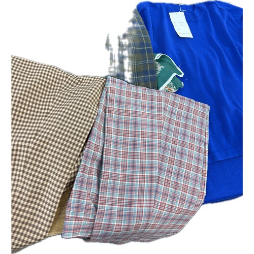 122 - Selection of ladies and gents two piece suits and other clothing