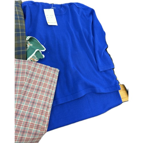 122 - Selection of ladies and gents two piece suits and other clothing