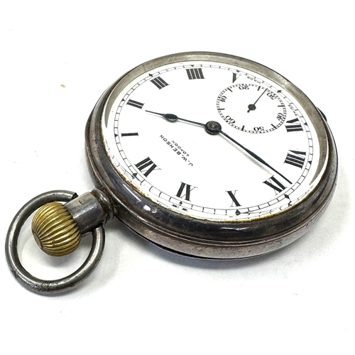 335 - J.W. Benson London open face Silver Pocket Watch the watch is ticking in great condition