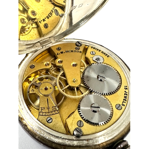 335 - J.W. Benson London open face Silver Pocket Watch the watch is ticking in great condition