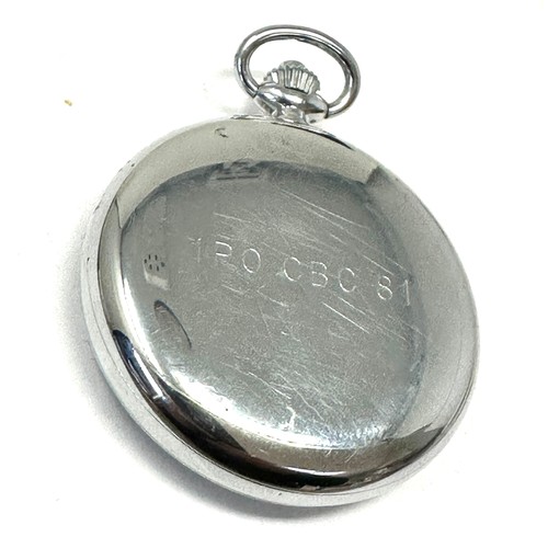 336 - Vintage centre second chronograph up down dial pocket watch chrome cased great condition i working o... 