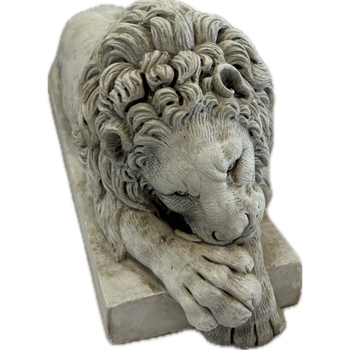 1 - Two vintage composite lion ornaments largest measures approximately 13 inches long x 4 wide