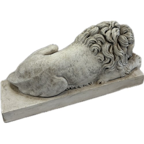 1 - Two vintage composite lion ornaments largest measures approximately 13 inches long x 4 wide