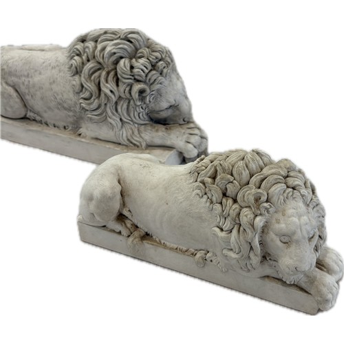 1 - Two vintage composite lion ornaments largest measures approximately 13 inches long x 4 wide