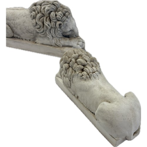 1 - Two vintage composite lion ornaments largest measures approximately 13 inches long x 4 wide