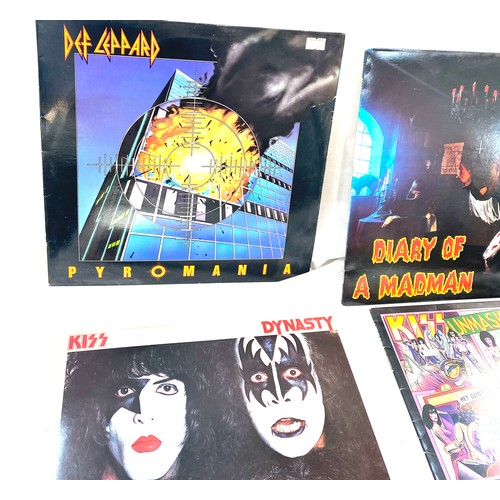 89 - Selection of four vinyl LPs to include Ozzy Osbourne, Kiss and Dek Leppard