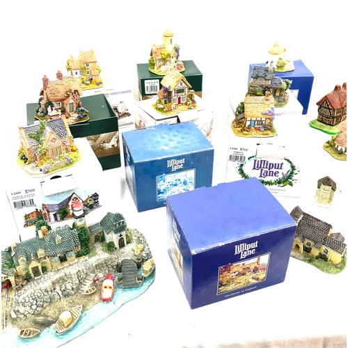 145 - Selection of original boxed Lilliput Lanes and some loose, to include The Old School House, etc