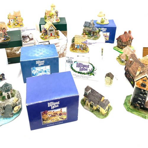 145 - Selection of original boxed Lilliput Lanes and some loose, to include The Old School House, etc