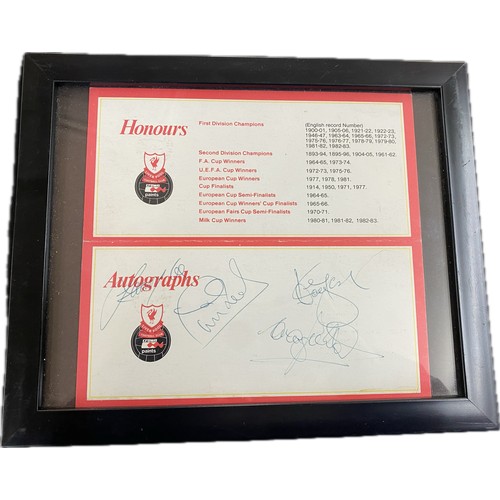 84 - Liverpool F.C. signed framed picture measures approximately 11 inches wide x 12 tall