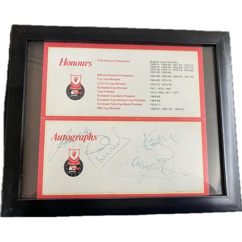 84 - Liverpool F.C. signed framed picture measures approximately 11 inches wide x 12 tall