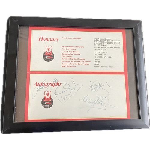 84 - Liverpool F.C. signed framed picture measures approximately 11 inches wide x 12 tall
