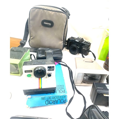 87 - Selection of vintage cameras and lens, binoculars to include Mintax PB 852 camera, Olympus trip 35 c... 