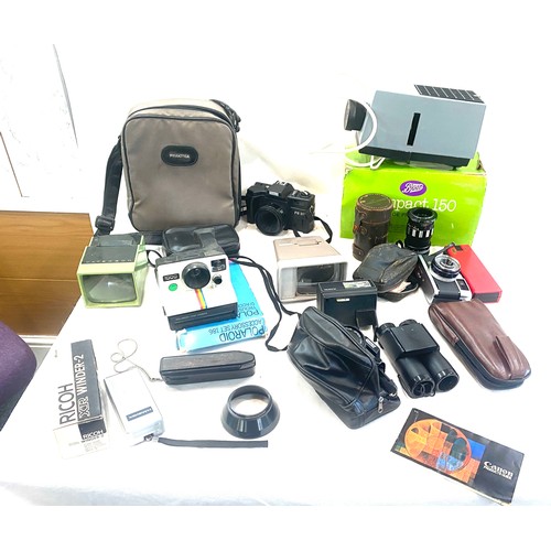 87 - Selection of vintage cameras and lens, binoculars to include Mintax PB 852 camera, Olympus trip 35 c... 